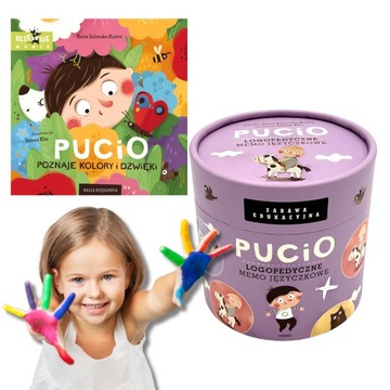 PAKIET 2W1 PUCIO gra Logopedyczne memo języczkowe + książeczka kolory