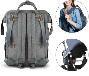 СУМКА ДЛЯ КОЛЯСКИ, РЮКЗАК ДЛЯ МАМЫ, ПАПА, СЕРЫЙ + пеленальный столик