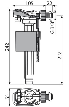 КЛАПАН Наполнение рамы унитаза скрытого монтажа A16P Alcaplast A160P alcadrain