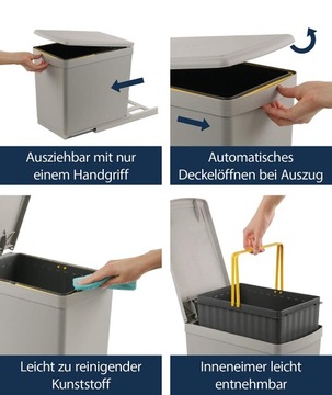 Выдвижное мусорное ведро для кухни, емкость 16 литров.