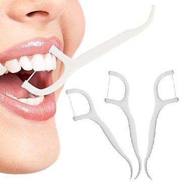 WYKAŁACZKI Z NICIĄ DENTYSTYCZNĄ DO ZĘBÓW NIĆ DENTYSTYCZNA Z UCHWYTEM 24 szt