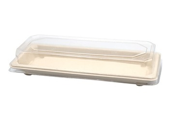 Pokrywka PET do tacki sushi z trzciny cukrowej 221x92 mm - 50 szt.