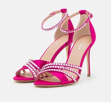 Buty damskie sandały różowe GUESS na szpilce fuksja Fuxia rozmiar 35