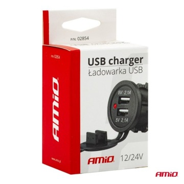 GNIAZDO ŁADOWARKA SAMOCHODOWA 2x USB 4.2A IP66