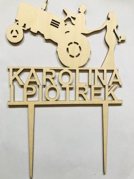 Topper toper na tort Traktor Rolnik imię
