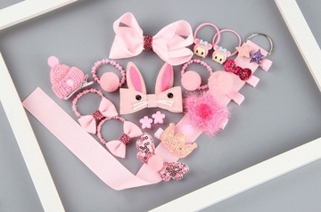 АКСЕССУАРЫ ДЛЯ ВОЛОС ДЛЯ ДЕВОЧЕК НАБОР ИЗ 18 ШТ. РОЗОВЫЙ ДЕТСКИЙ ДЕНЬ