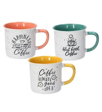 TOGNANA ZESTAW 3 KUBKÓW Z KAMIONKI HAPPINES COFFEE