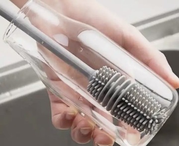 СИЛИКОНОВАЯ ЩЕТКА ДЛЯ МЫТЬЯ СТЕКЛОВ, БУТЫЛОК, БАНОК, ДЛИННАЯ ШАЙБА