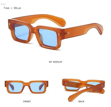 SO&EI новые квадратные женские солнцезащитные очки с винтажными заклепками в тренде Clear Ocean