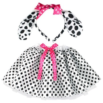 PRZEBRANIE STRÓJ Pies DALMATYŃCZYK opaska spódniczka kokarda