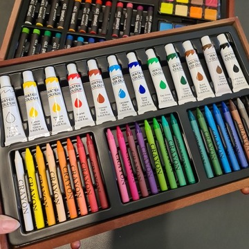 Набор художественной живописи для детей, пластиковые мелки, краски, чемодан