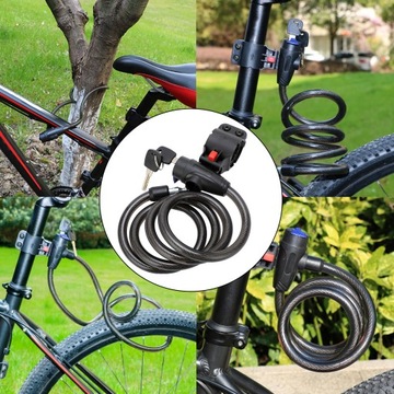 Rowerowa blokada antykradzieżowa ze spiralną stalową linką. Blokada