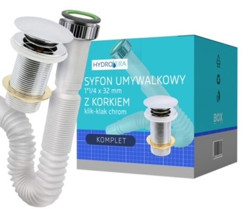 Syfon do umywalki umywalkowy REGULOWANY Korek klik klak chrom bez przelewu