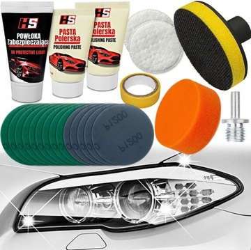 ZESTAW DO POLEROWANIA REGENERACJI ODNOWY LAMP REFLEKTORÓW RENOWACJA POWŁOKA