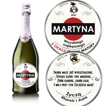 PREZENT DLA MATURZYSTY etykieta personalizowana dla absolwenta MARTINI