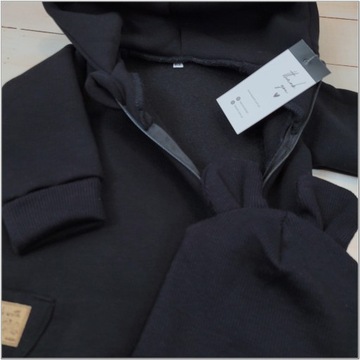 Комбинезон из утепленного свитшота + шапка черный 56