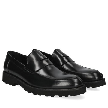 Buty męskie wizytowe skórzane półbuty czarne loafersy męskie eleganckie 42