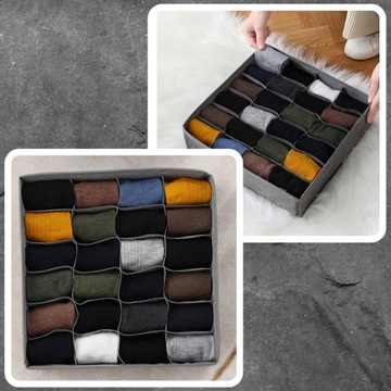 СЕРЫЙ ОРГАНАЙЗЕР ДЛЯ НОСКОВ ДЛЯ ВСТАВКИ В ЯЩИК 24