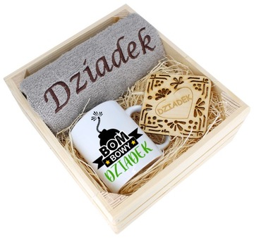 SUPER PREZENT DLA DZIADKA RĘCZNIK + KUBEK SKRZYNKA