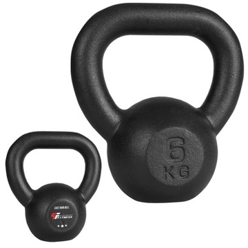 BELTOR KETTLEBELL ŻELIWNY Z UCHWYTEM KETTLE KULA CIĘŻAR 6KG CZARNY