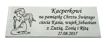 Tabliczka 6,5x3,5 z dedykacją do naklejenia GRAWER