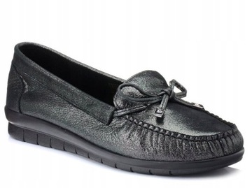 ESPADRYLE SLIP-ON CZARNE SKÓRZANE SW 003-1 36