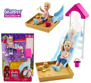 BARBIE OPIEKUNKA SKIPPER LALECZKA CHŁOPIEC ZJEŻDŻALNIA PIASKOWNICA SUPER