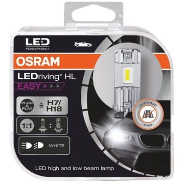 2 СВЕТОДИОДНЫЕ ЛАМПЫ OSRAM H7/H18, МОДИФИЦИРОВАННЫЕ ЛАМПЫ БОЛЬШЕ СВЕТА +200 ЛЕГКАЯ УСТАНОВКА