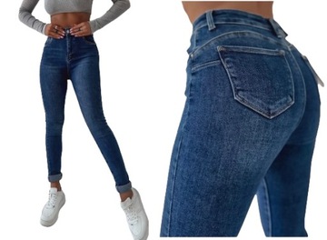 Jeansy spodnie damskie M Sara modelujące push up GRANAT S/M 28 rozmiary