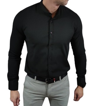 Koszula slim fit ze stójką czarna EGO01 - L