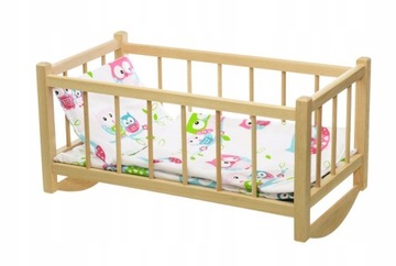 Деревянная КРОВАТЬ - колыбелька для куклы + ПОСТЕЛЬНОЕ ПРИНАДЛЕЖЕНИЕ