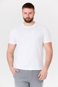 EA7 EMPORIO ARMANI Biały t-shirt męski z logo S