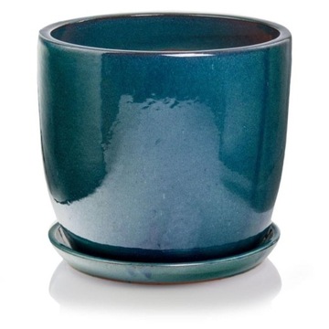 Turkusowa donica ceramiczna z podstawką 41 cm duża