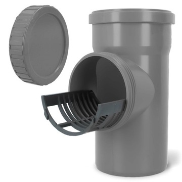 РЕВИЗИЯ ЖЕЛОБА Очиститель водосточной трубы 110 мм Фильтр желоба Серый КРЫШКА