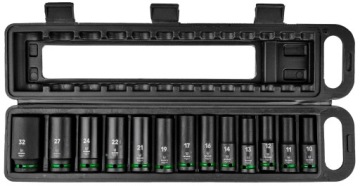 УДАРНЫЕ ГОЛОВКИ НАБОР ГОЛОВОК 13 ШТ. 6-СТОРОННИЕ ГОЛОВКИ 1/2 ДЮЙМА, ДЛИННЫЕ, 10–32 ММ