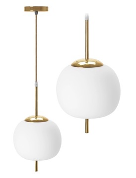 LAMPA SUFITOWA WISZĄCA ŻYRANDOL KULA MLECZNA GOLD APP669