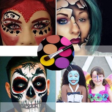 НАБОР КРАСОК ДЛЯ КРАСКИ ДЛЯ ЛИЦА ТЕЛО 15 ЦВЕТОВ + 2 КИСТОЧКИ