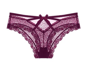 A13 Sexowne koronkowe stringi z strapsami L