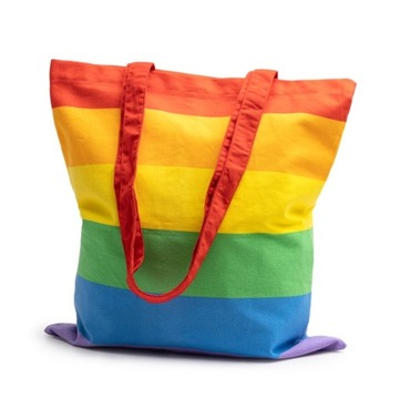 TĘCZOWA Torba Bawełniana na Zakupy BE PROUD LGBT 35 x 40 cm