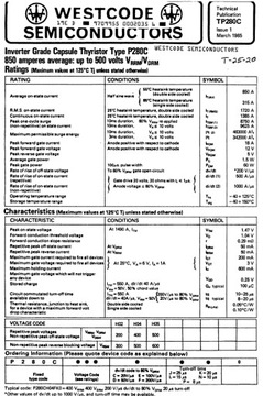 WESTCODE P280CH05 FLO ТИРИСТОР 500 В 850 А