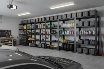 МЕТАЛЛИЧЕСКАЯ ПОЛКА ДЛЯ ХРАНЕНИЯ 200х300х40 5 полок для гаража подвал офис черный