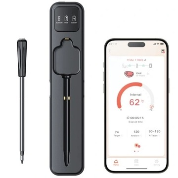BEZPRZEWODOWY TERMOMETR DO MIĘSA APP BLUETOOTH DO GRILLA BBQ SONDA °C SMART