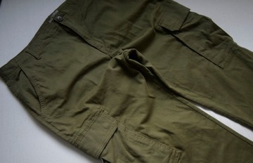 Spodnie bojówki cargo khaki zielone męskie bawełna wygodne 36/Long 36/34 L