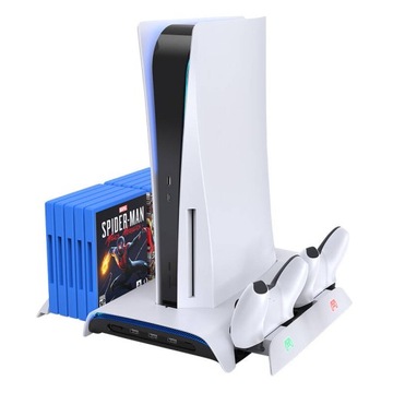 KIWIHOME PB01 PODSTAWKA CHŁODZĄCA DO PS5 STACJA ŁADUJĄCA PADY STOJAK RGB
