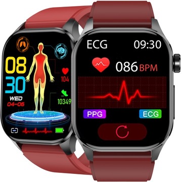 SMARTWATCH ZEGAREK MĘSKI Z EKG POMIAR CUKRU PULS CIŚNIENIE ROZMOWY MENU PL