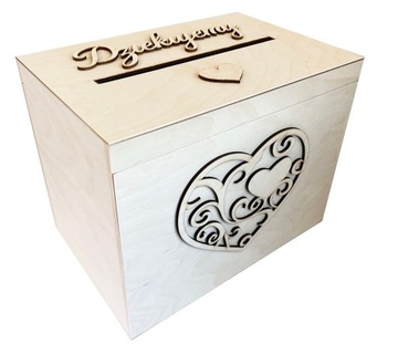 Rustykalne pudełko na obrączki i koperty drewniane
