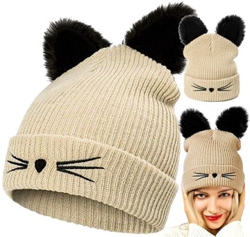 Czapka damska pleciona zimowa ocieplana beanie