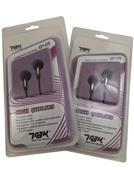 SŁUCHAWKI DOUSZNE TRAK EP-05 CZARNE - MUSIC EARPHONES - ZESTAW 100 SZTUK !