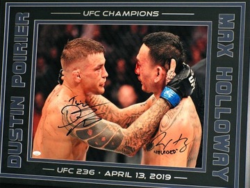 Дастин Порье Макс Холлоуэй Автограф в красивой рамке! Сертификат редкости