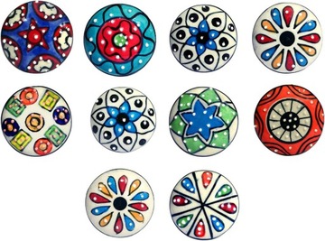 GAŁKI CERAMICZNE WIELOKOLOROWE ŁADNE 10 SZTUK